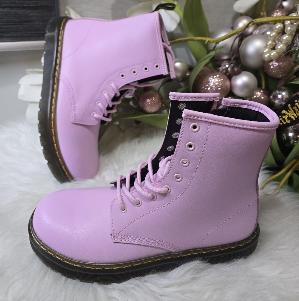 Dr. Martens womens  Zavala T Lamper Pink Leather Combat Boots New